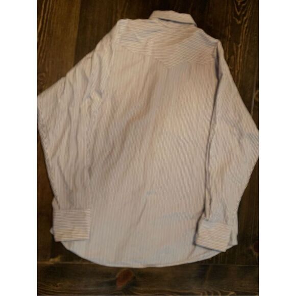 Pearl Snap Shirt-PANHANDLE SLIM White/Black Stripe L/S Mens EUC 17.5/35(Large) - Picture 5 of 5